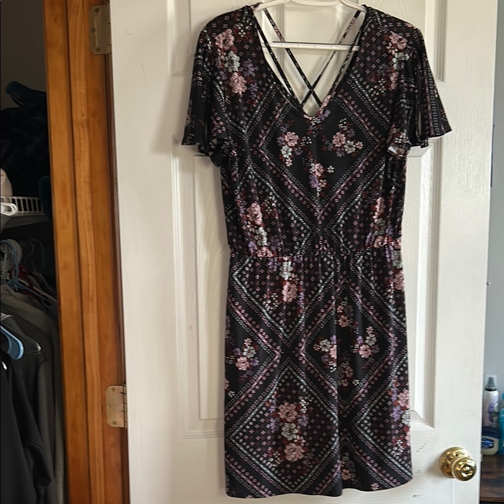 Maurices Black and Pink Floral Dress